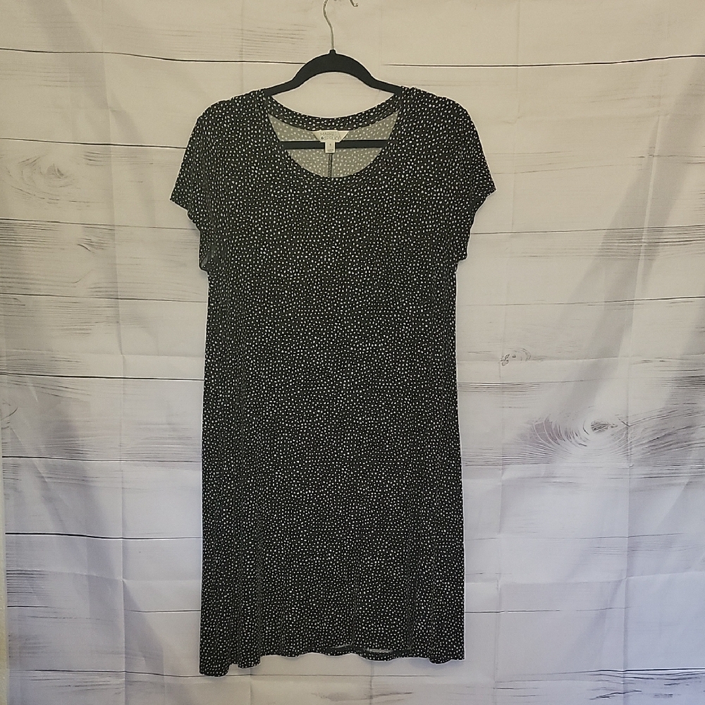 Market & Spruce Black and White Dotted Midi Dress